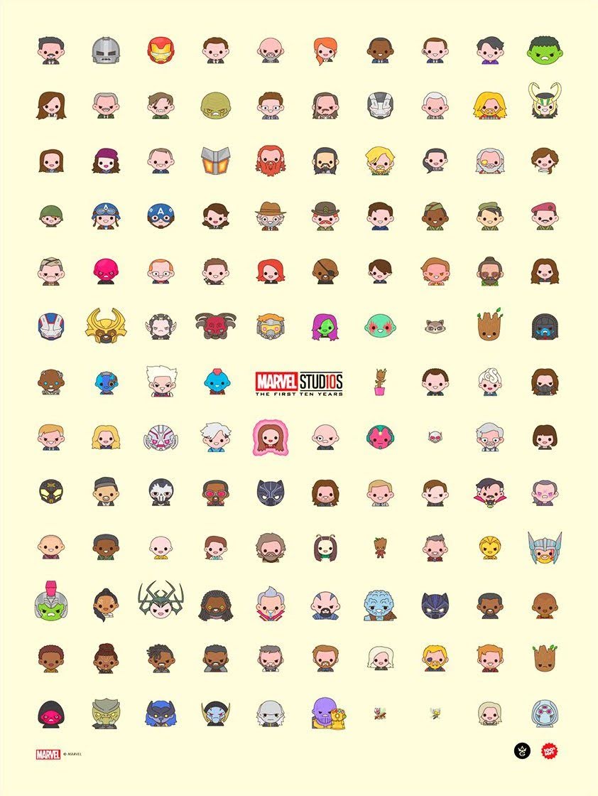 Pôster oficial apresenta mais de 100 personagens do MCU em versão emoji
