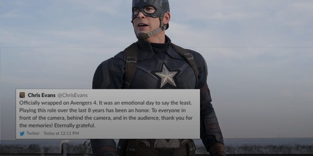 Vingadores 4 Chris Evans diz adeus ao Capitão América com post emocionado