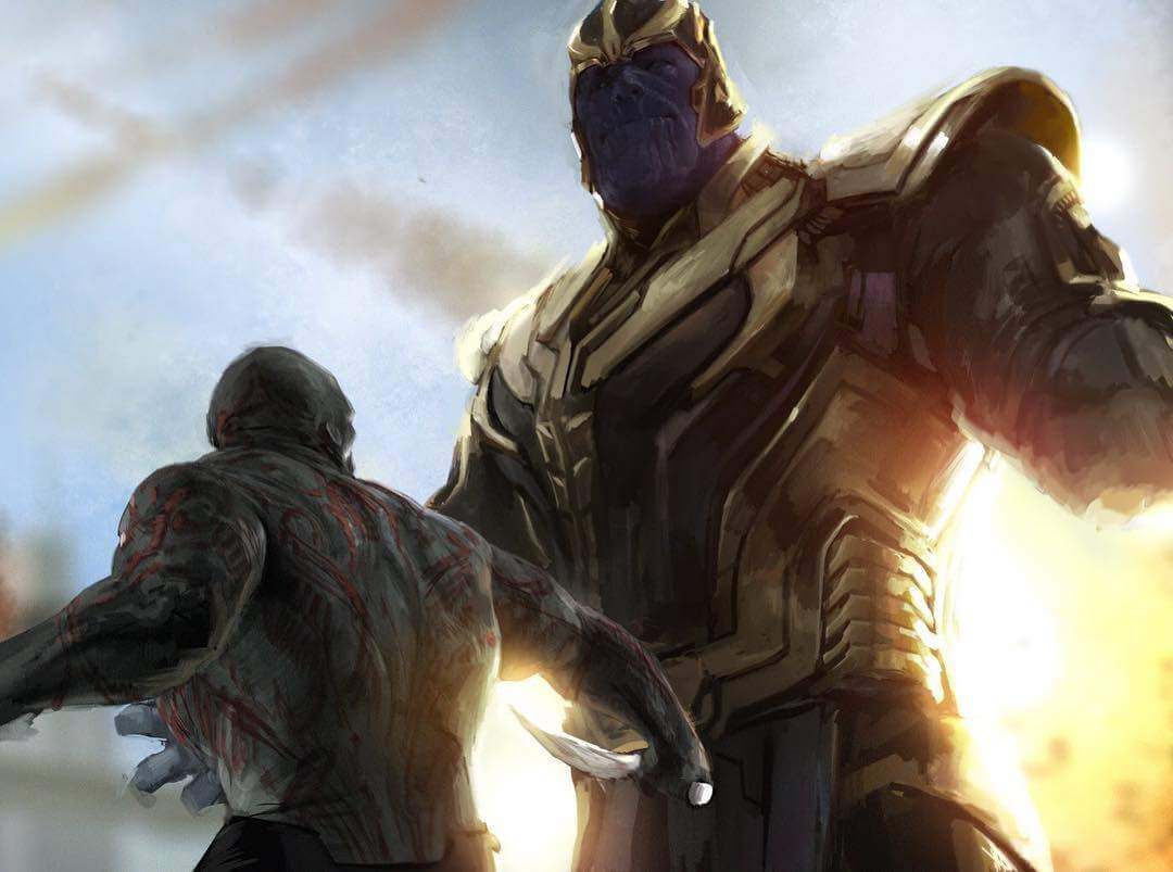 Vingadores 3 Artes revelam confronto Drax X Thanos e Thor encontrando o Stormbreaker dentro de uma besta 3