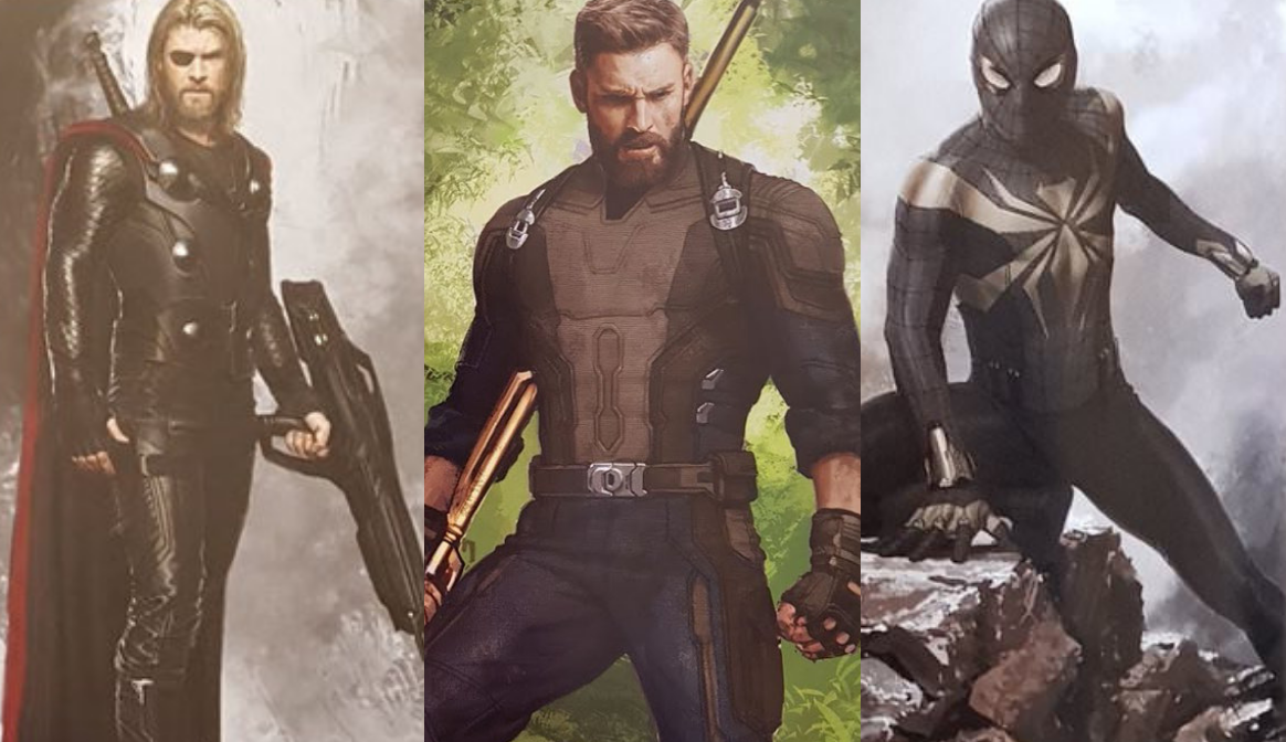 Vingadores Guerra Infinita Artes revelam visuais muito diferentes de Thor Capitão América e Homem-Aranha