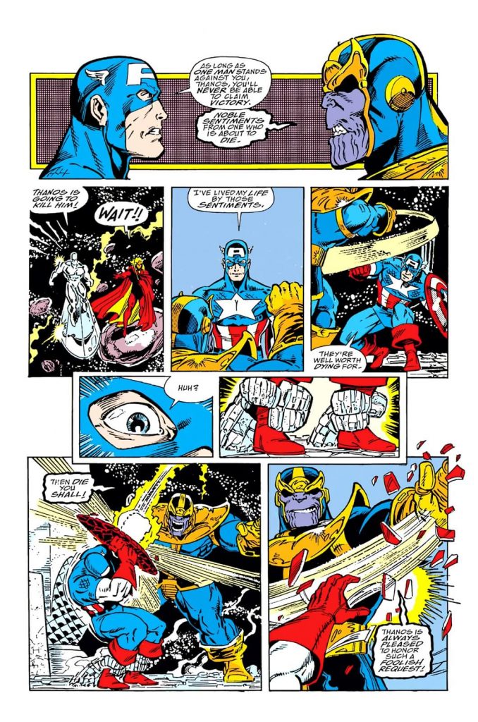 Capitão América vs Thanos na Saga do Infinito das HQ's