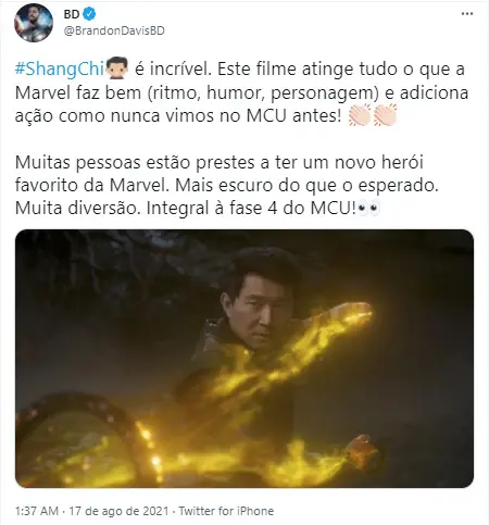 Filme Shang-Chi e a Lenda dos Dez Anéis ganha as primeiras avaliações da crítica